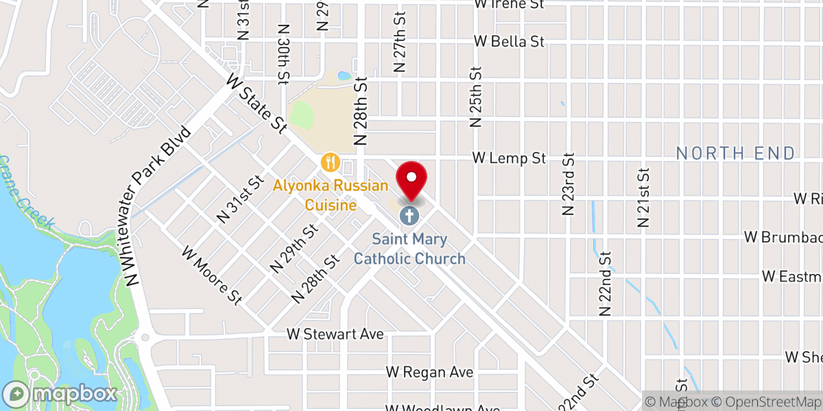Map showing location of St Mary's Catholic Church