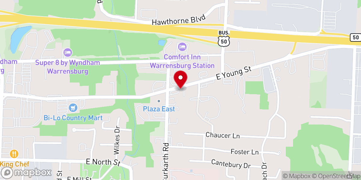 Map showing location of Warrensburg Christian School
