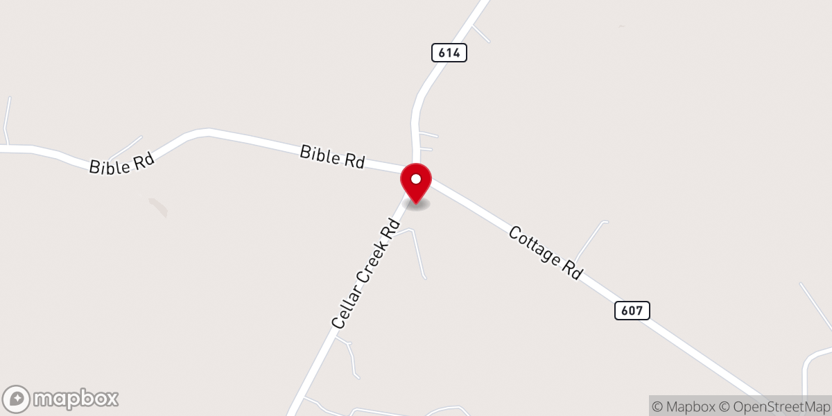 Map showing location of Cellar Creek Church