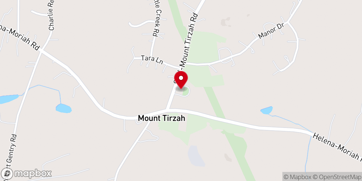 Map showing location of Mt Tirzah United Methodist Church
