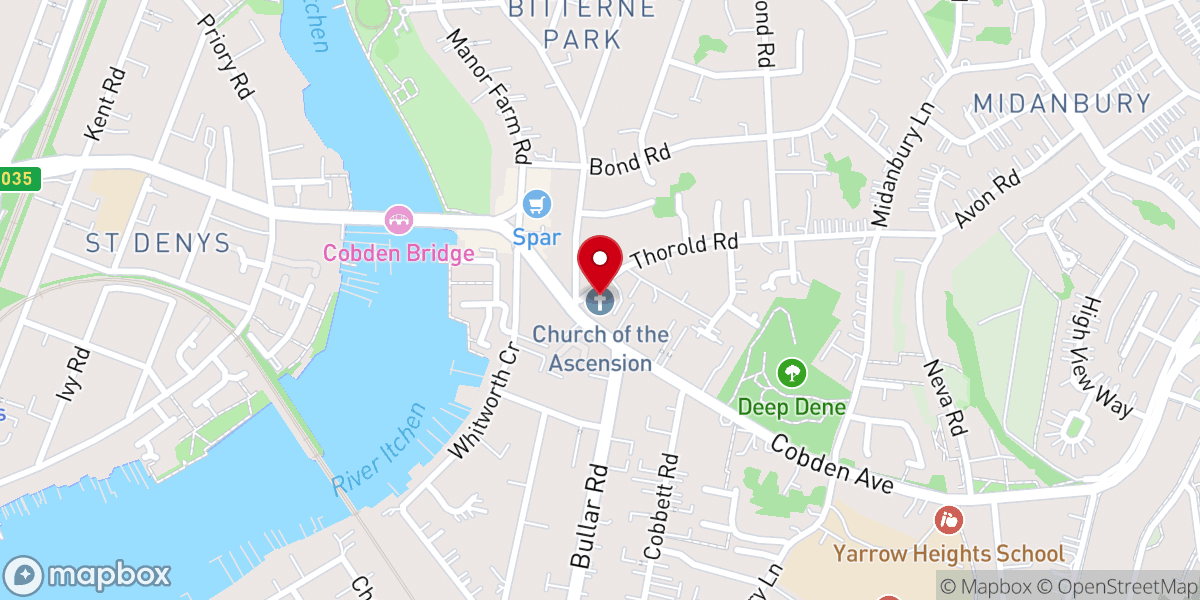 Map showing location of Hope Tamil Church Southampton