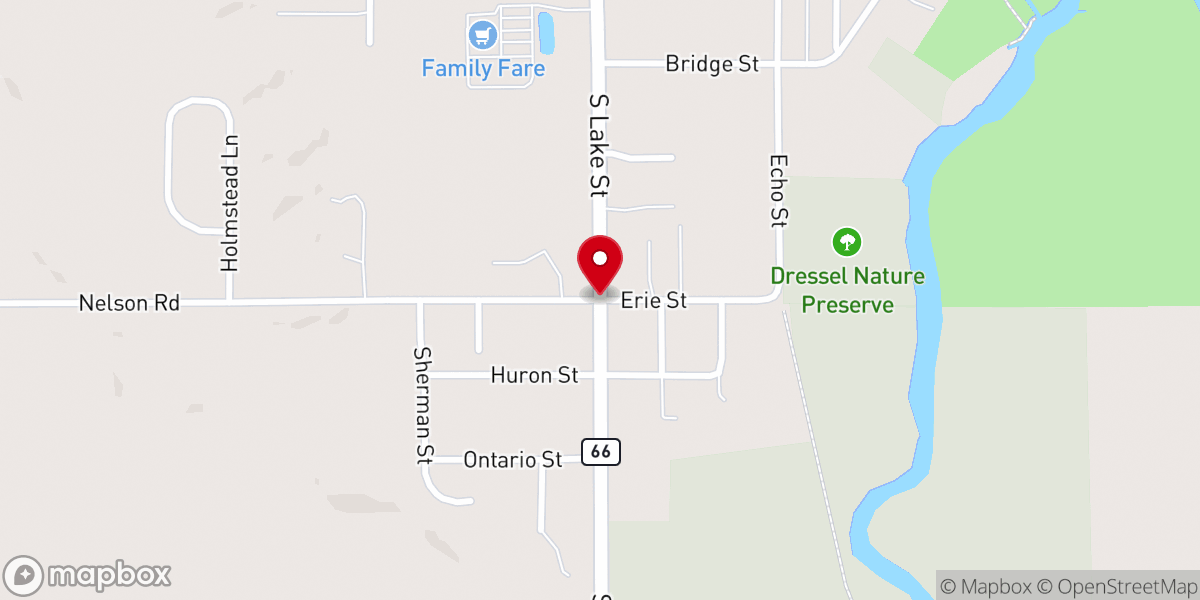 Map showing location of Praga Catholic Church