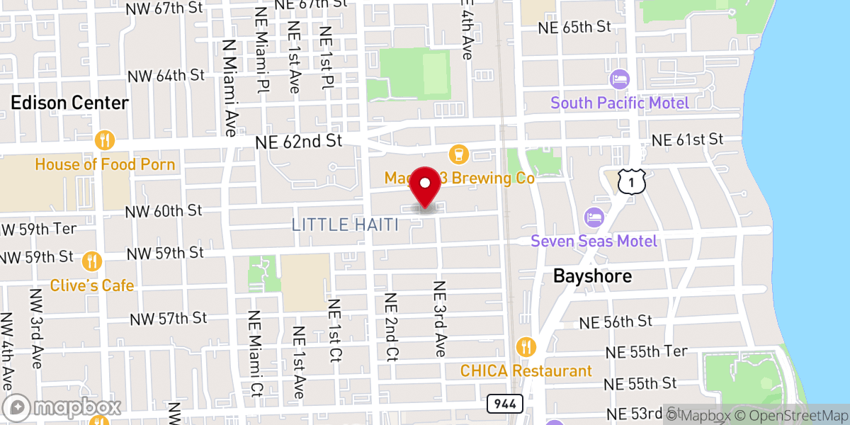 Map showing location of Lagoinha Miami Church