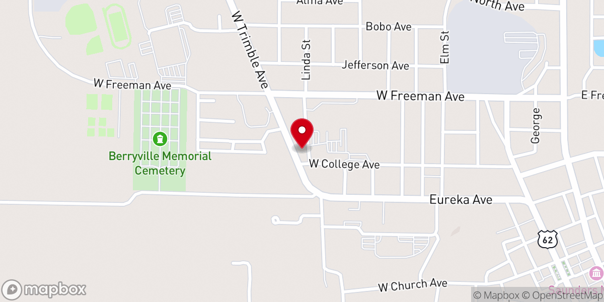 Map showing location of Arvest Bank