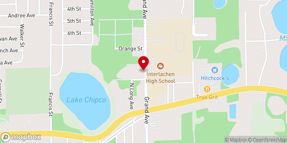 Map showing location of Bethel Assembly of God Church