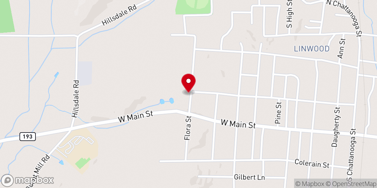 Map showing location of Harmony Church