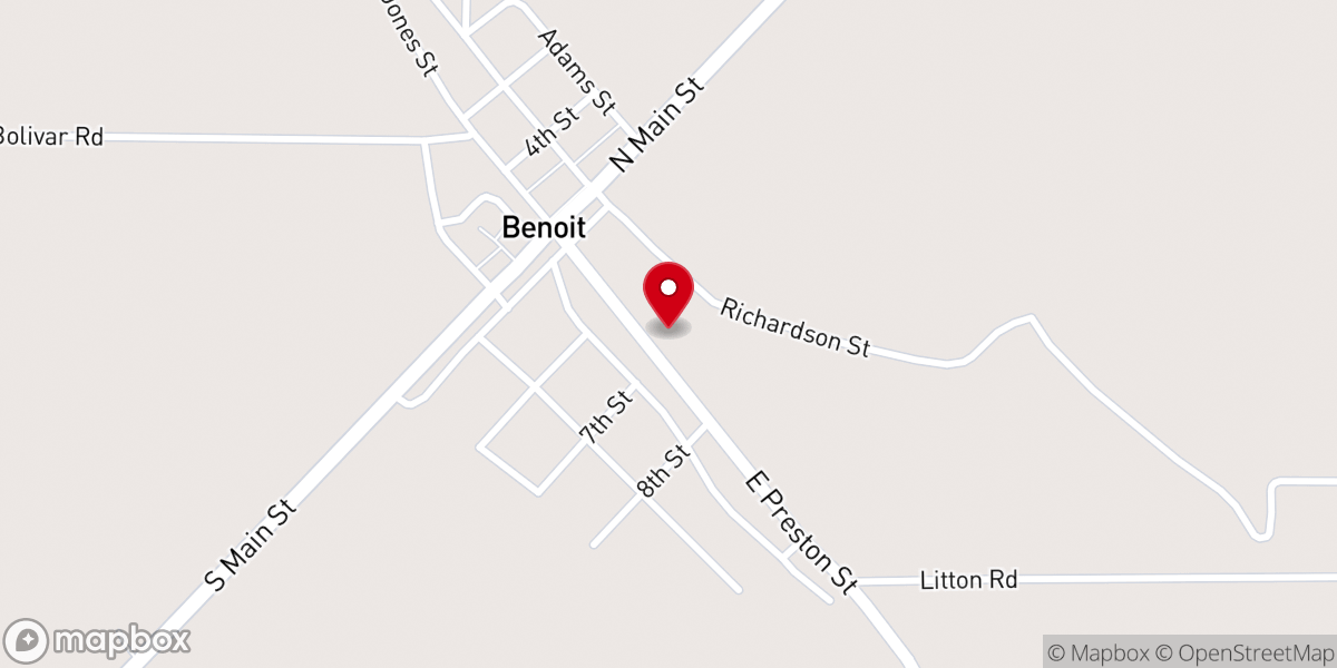 Map showing location of Benoit Union Church