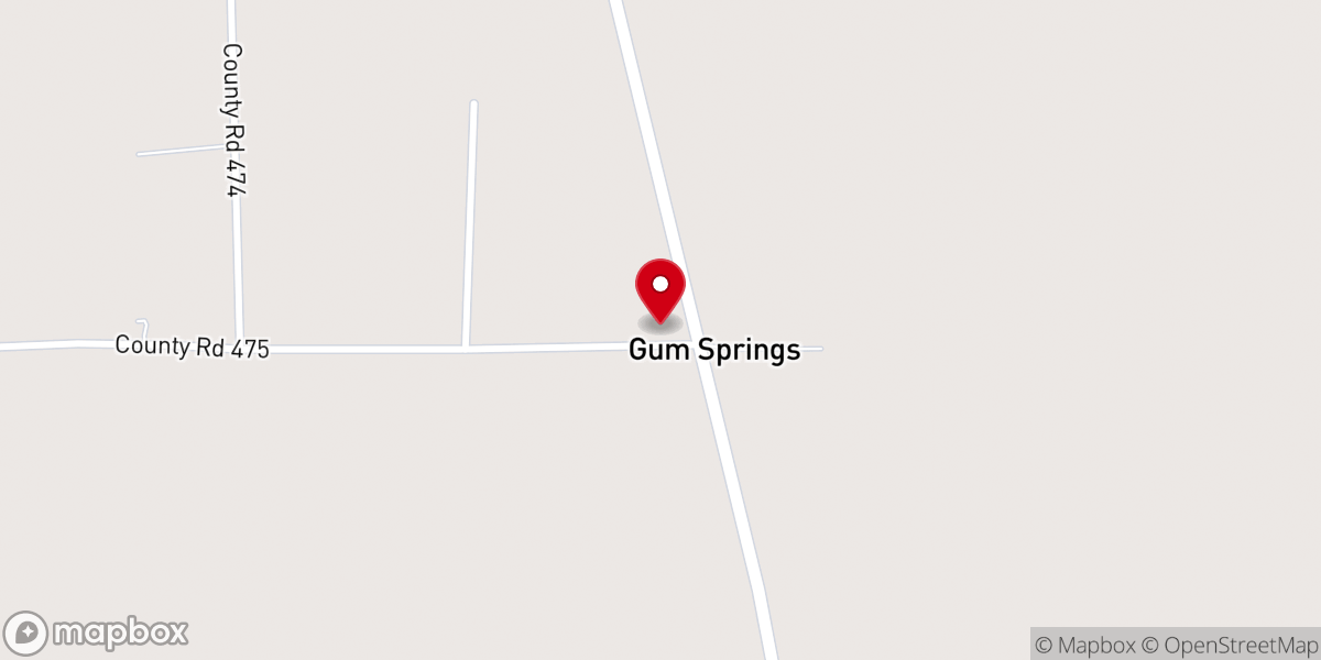 Map showing location of Gum Springs Missionary Baptist Church
