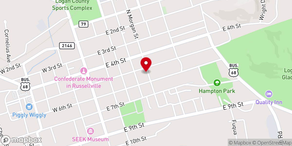 Map showing location of Victory Baptist Church