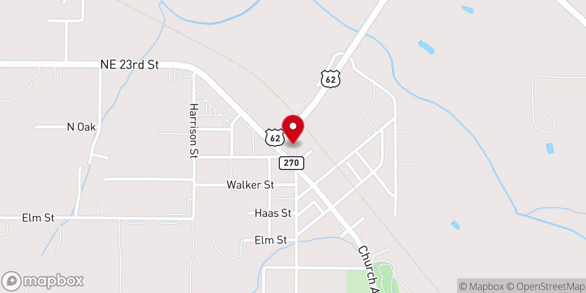 Map showing location of Harrah Nazarene Church Family Center