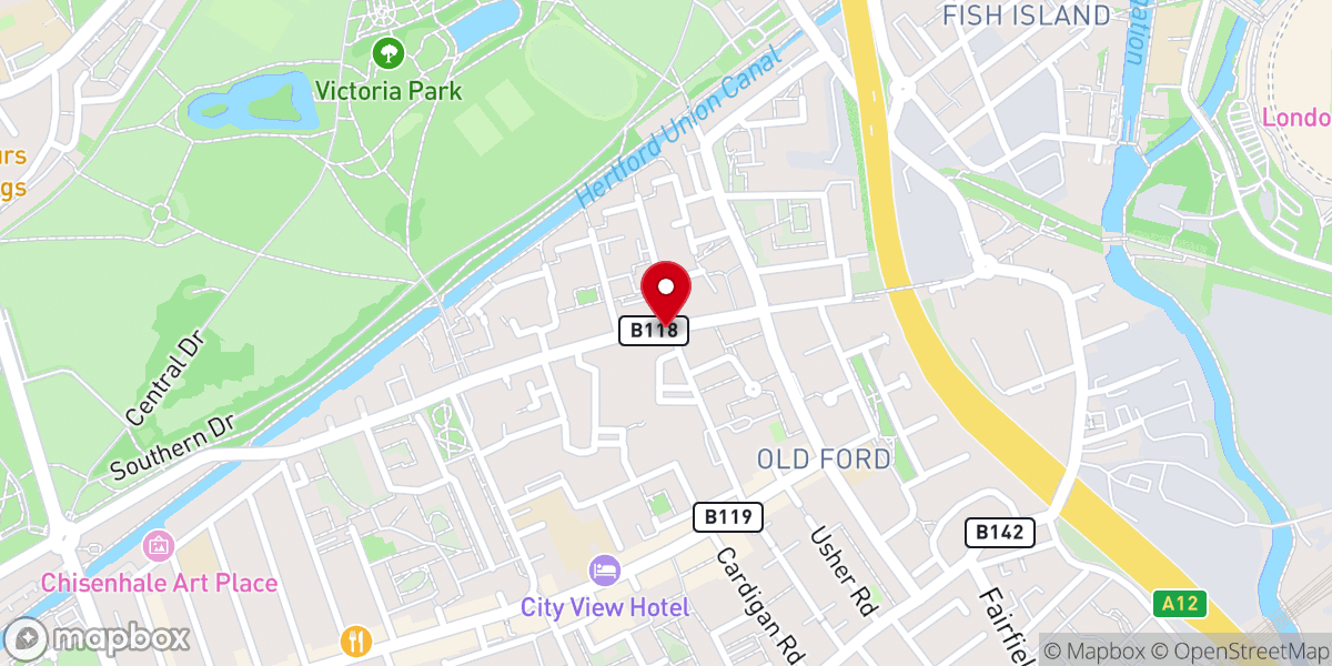 Map showing location of Old Ford Methodist Church
