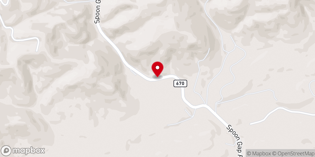 Map showing location of Spoon Gap Church
