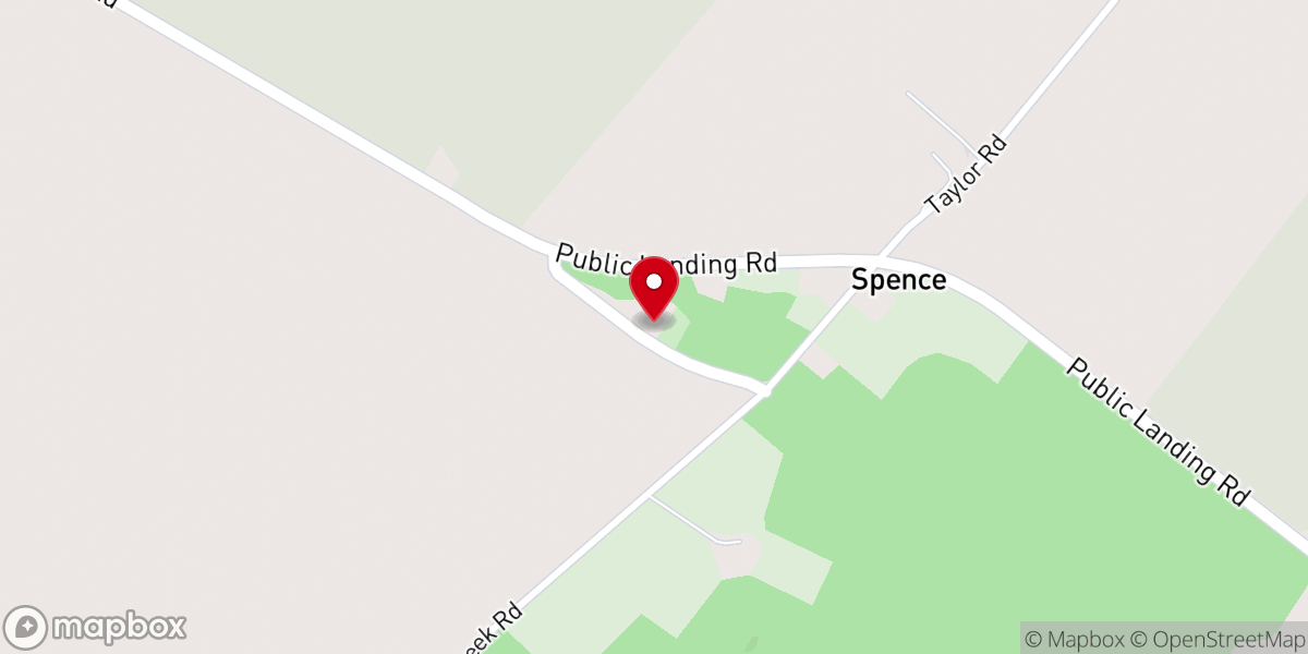 Map showing location of Spence Baptist Church