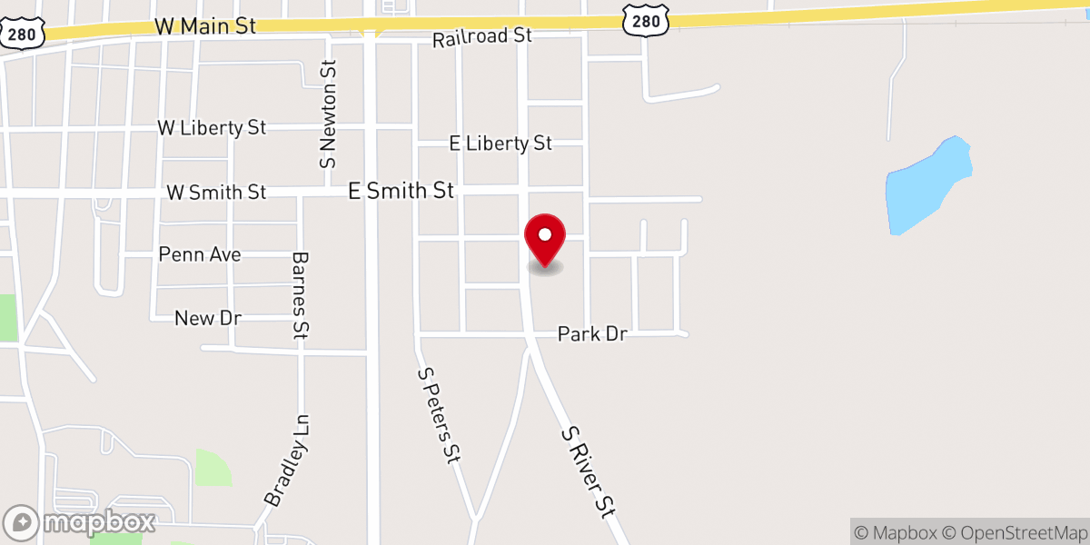 Map showing location of Church of Christ