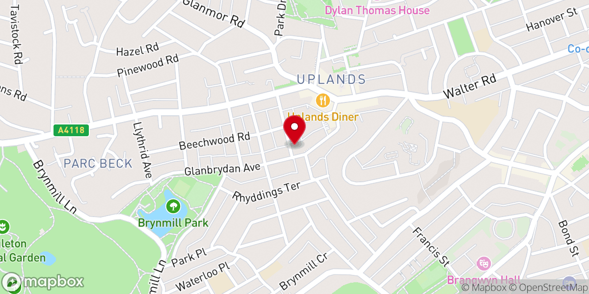 Map showing location of Pantygwydr Baptist Church