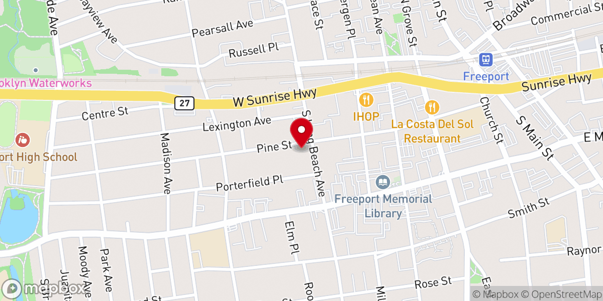 Map showing location of First Baptist Church-Freeport
