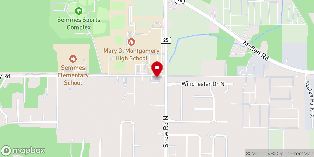 Map showing location of Bay City Free Will Baptist Church