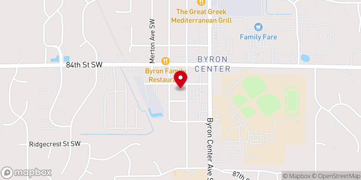 Map showing location of Byron Center United Methodist Church