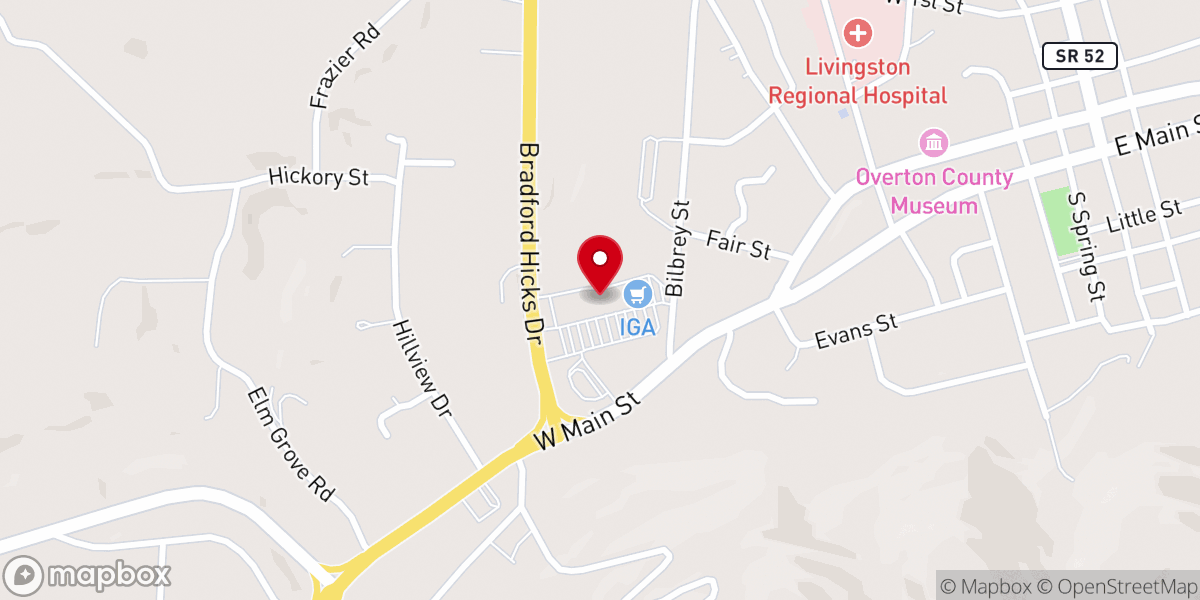 Map showing location of Overton Plaza Shopping Center