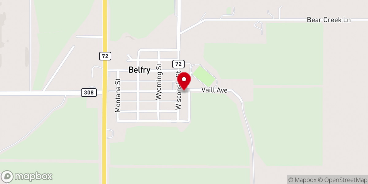 Map showing location of Belfry