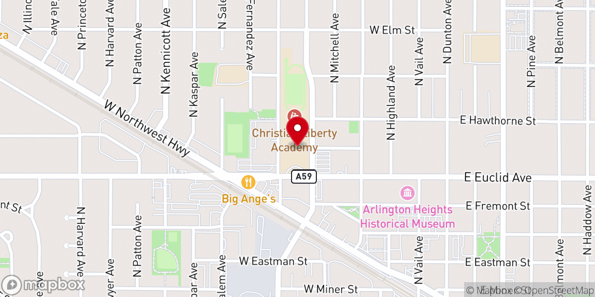 Map showing location of Church of Christian Liberty