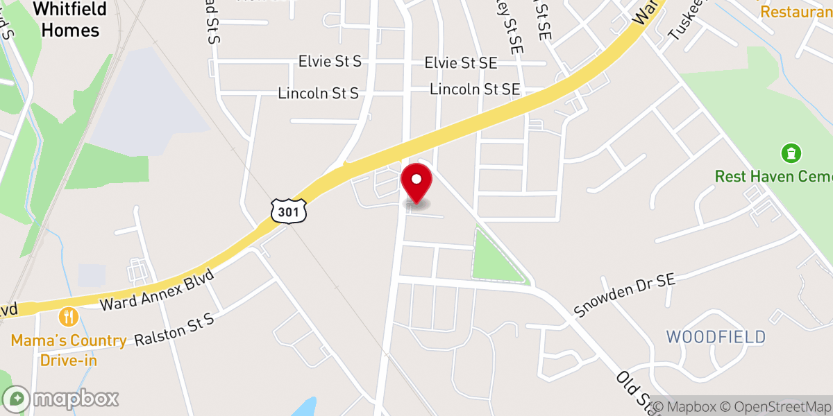 Map showing location of Rhema Word Christian Center