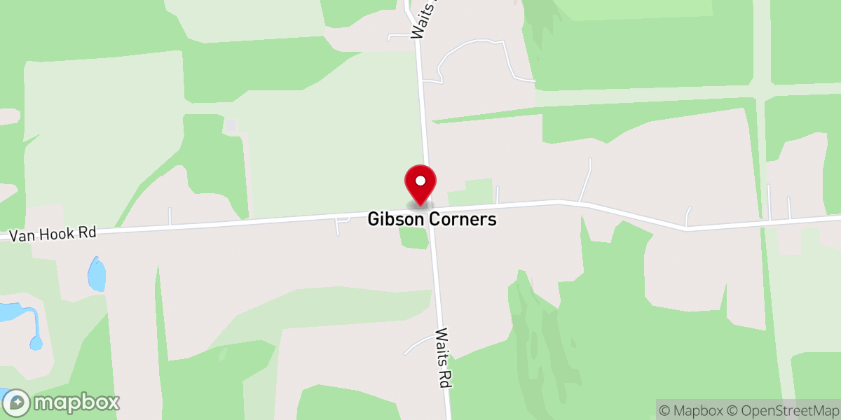 Map showing location of Gibson Corners United Methodist Church
