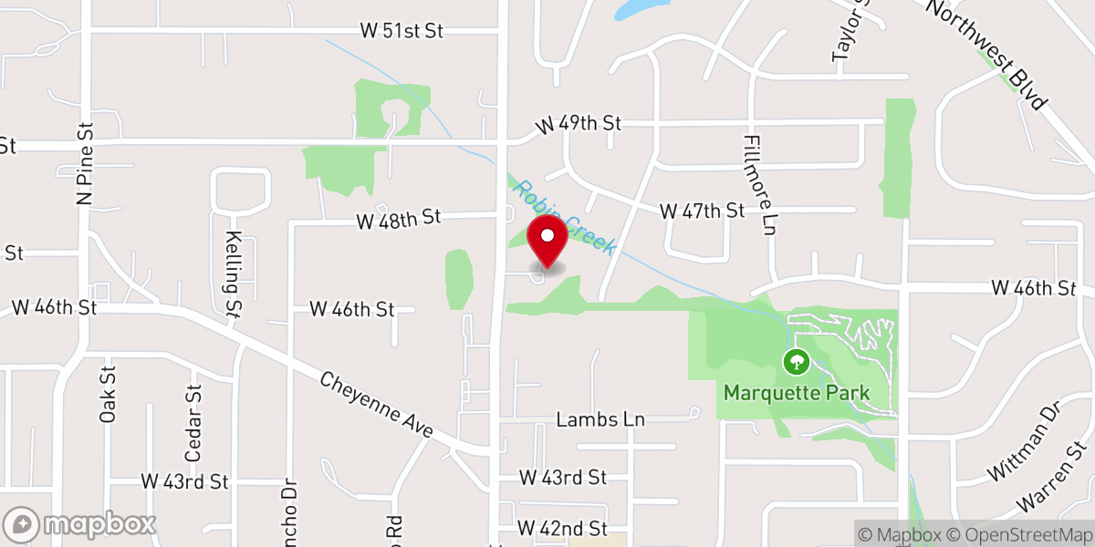 Map showing location of Northside Baptist Church
