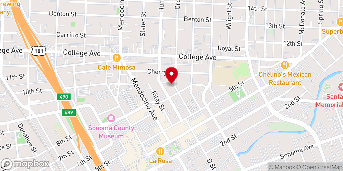 Map showing location of Church of Religious Science
