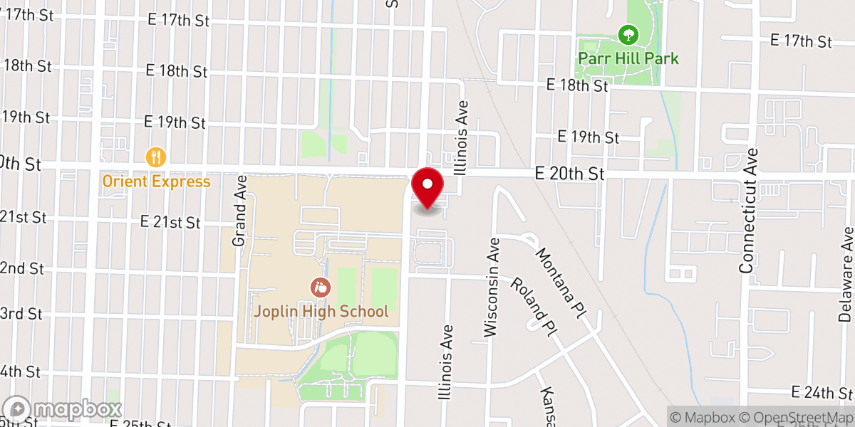 Map showing location of Harmony Heights Baptist Church