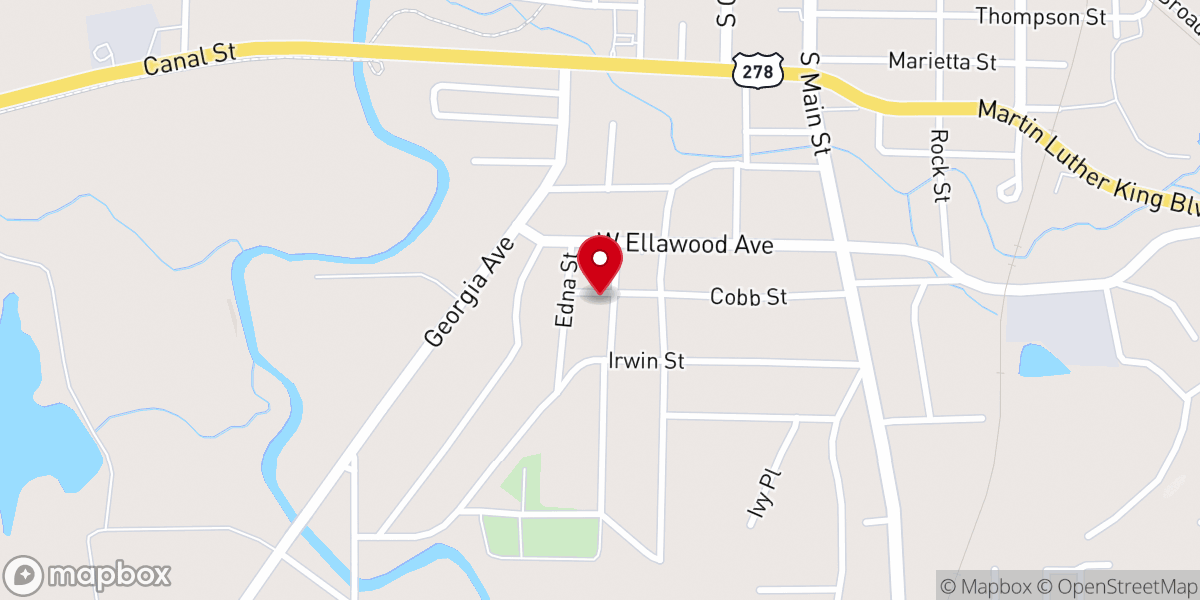 Map showing location of Southside Baptist Church