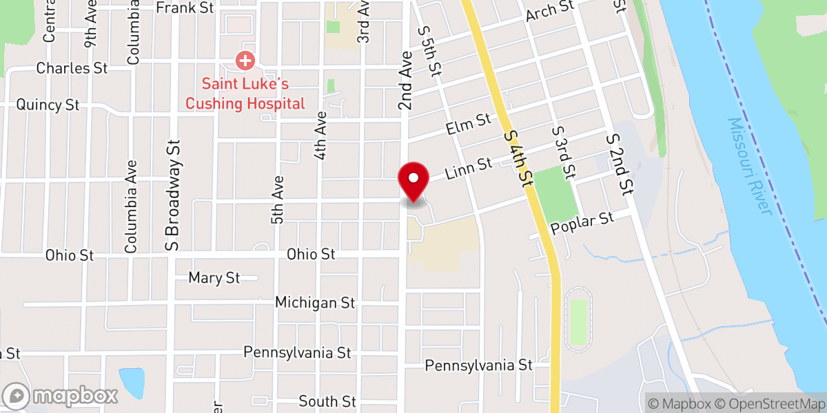 Map showing location of Sacred Heart Parish Center