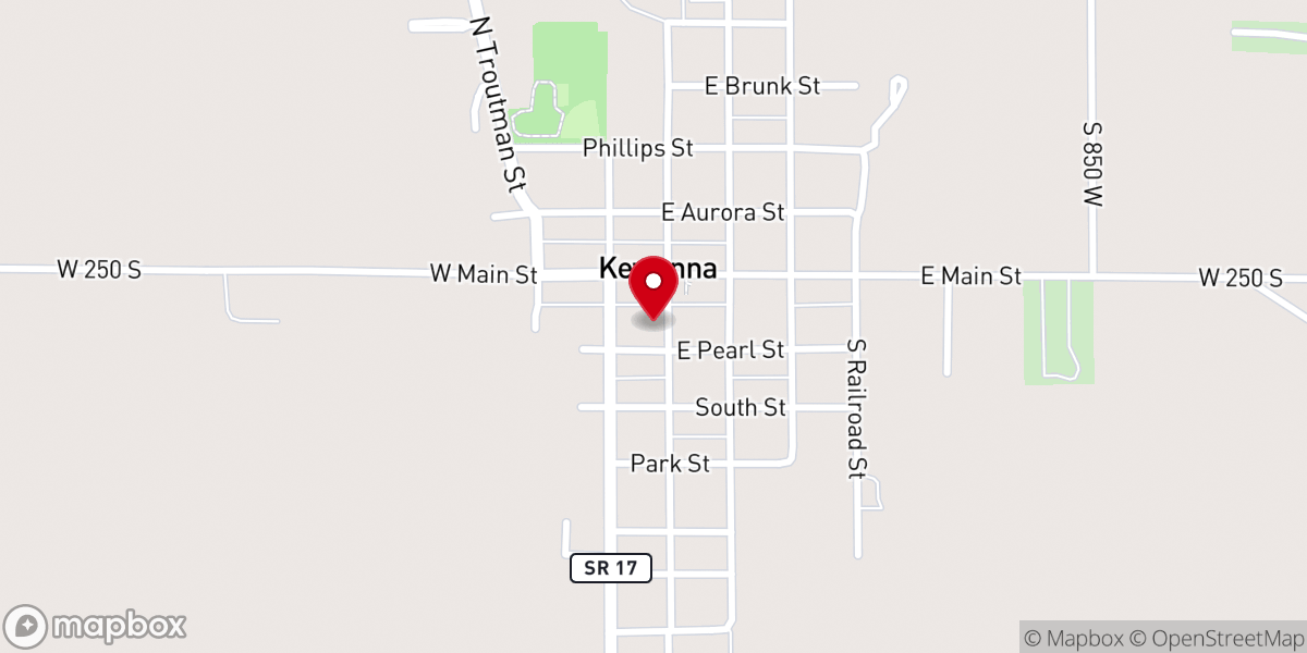 Map showing location of Kewanna United Methodist Food Pantry