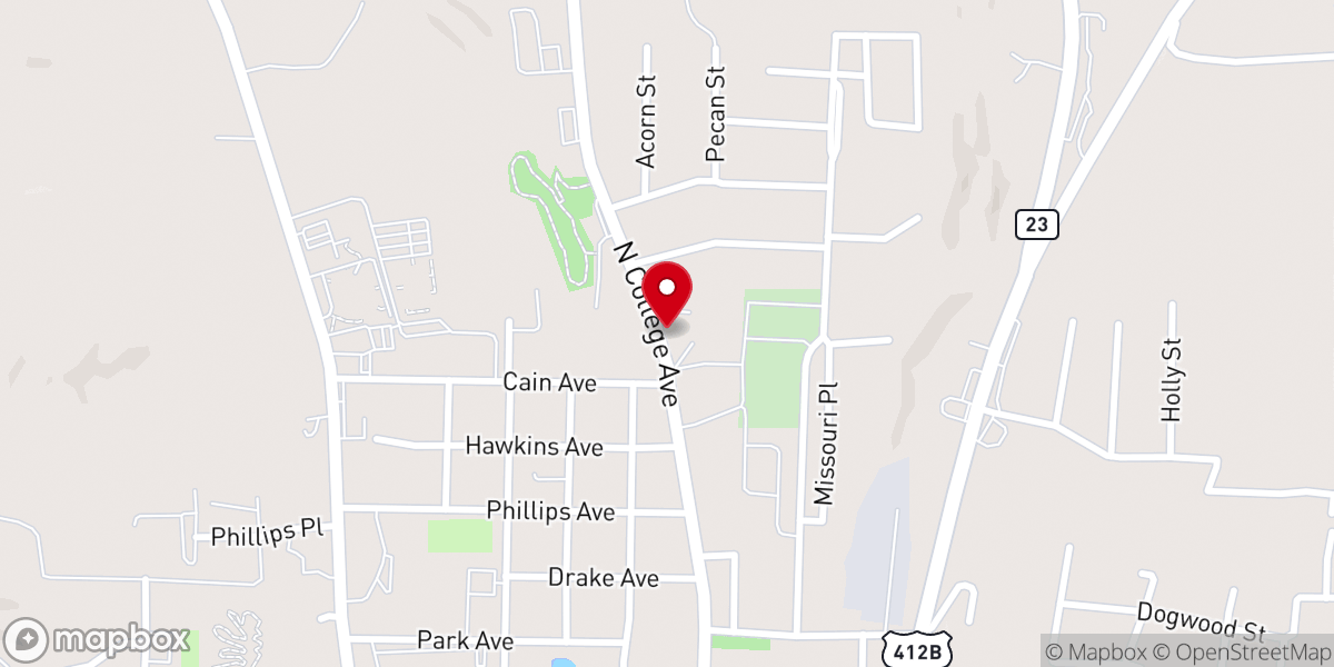 Map showing location of Huntsville Freewill Baptist Church