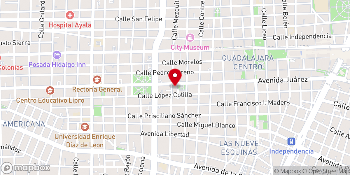 Map showing location of Templo de Nuestra Señora del Carmen