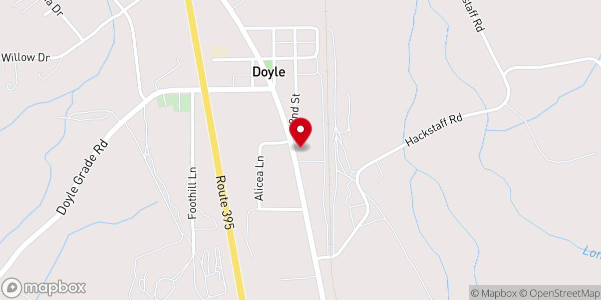 Map showing location of Doyle Pentecostal Church of God