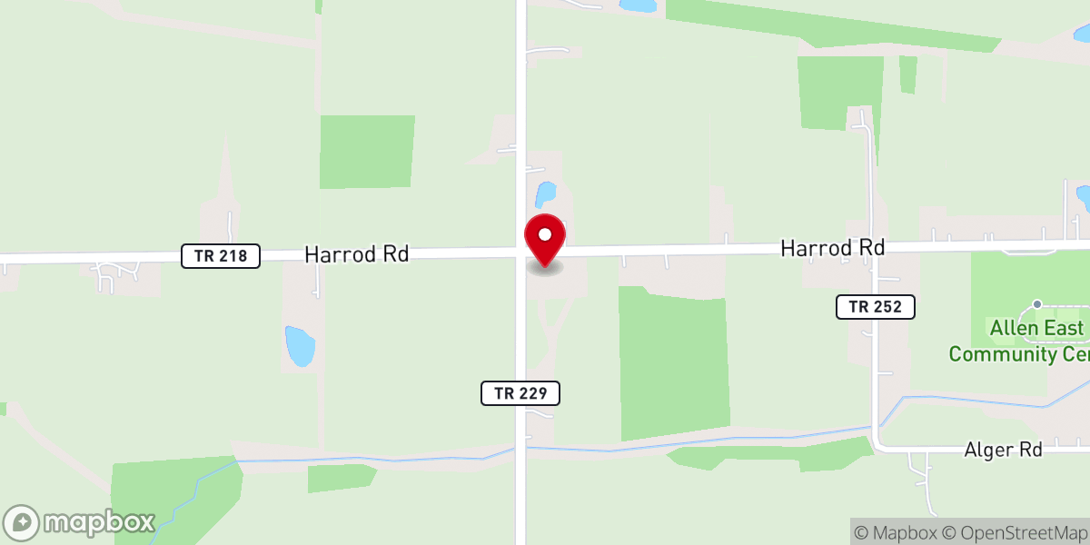 Map showing location of Auglaize Bible Church