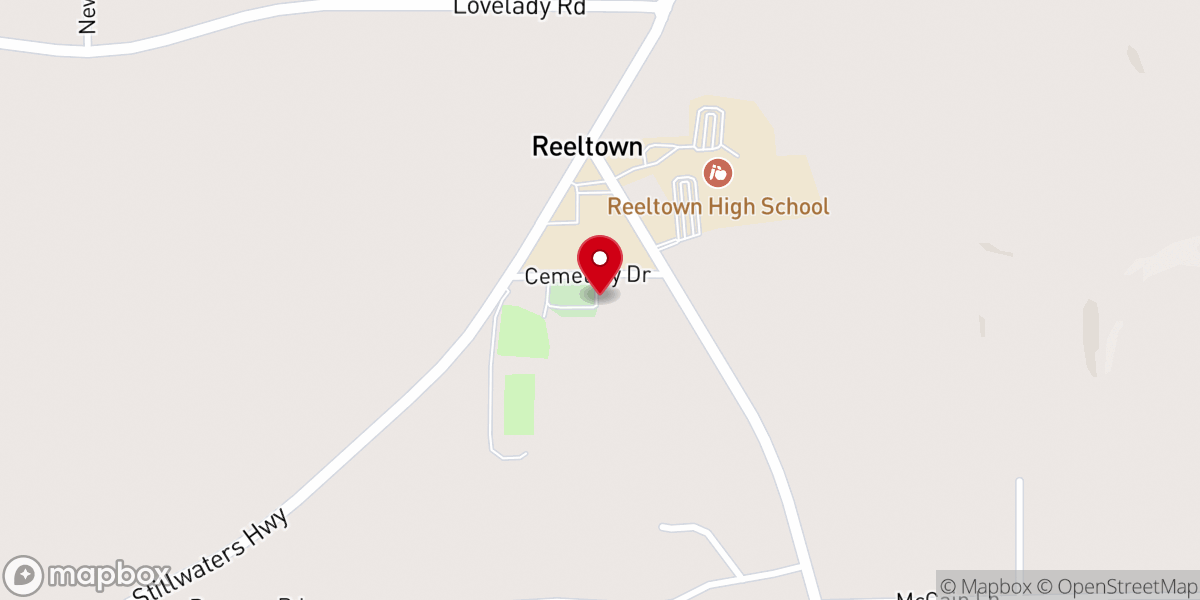 Map showing location of Reeltown Church