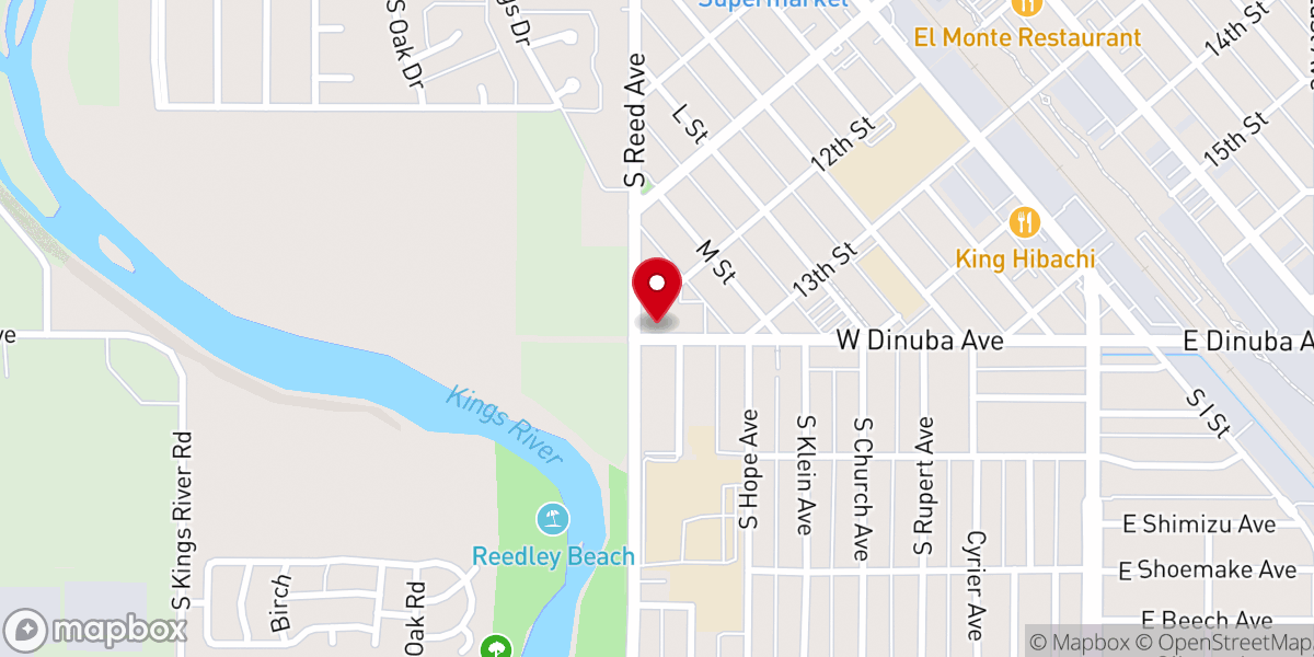Map showing location of El Cordero de Dios de Reedley