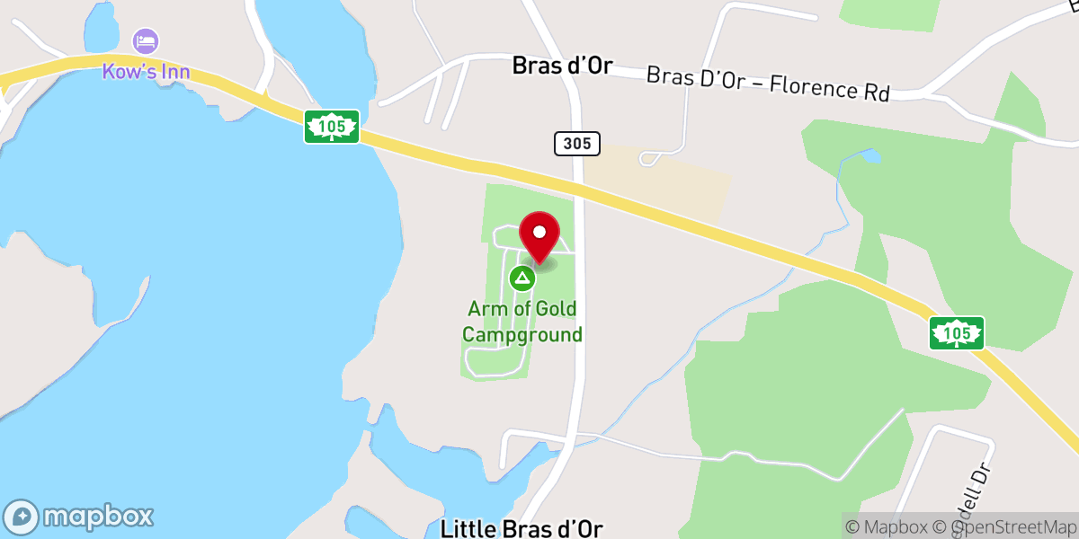 Map showing location of Arm of Gold Campground