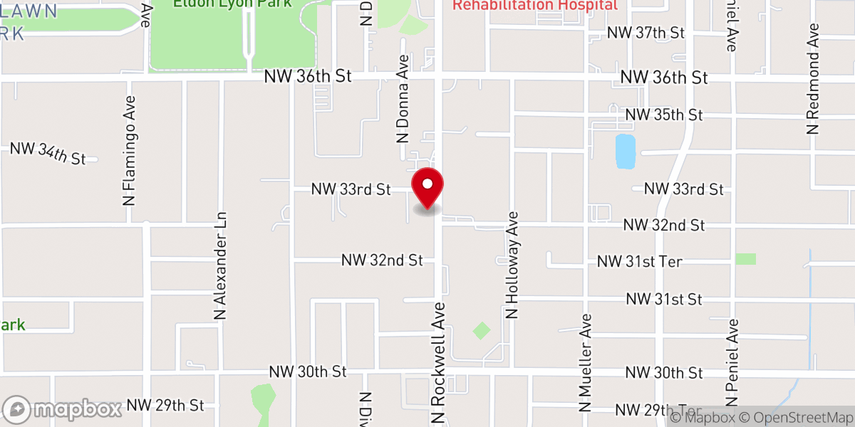 Map showing location of Bethany Church of Christ