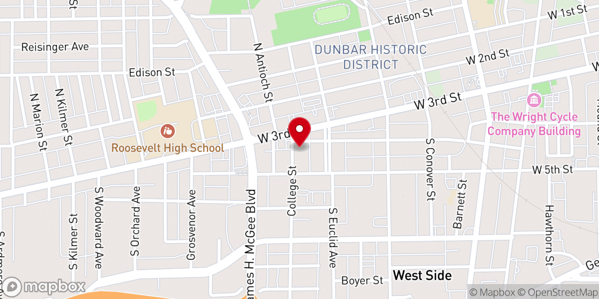 Map showing location of Greater Allen African Methodist Episcopal Church