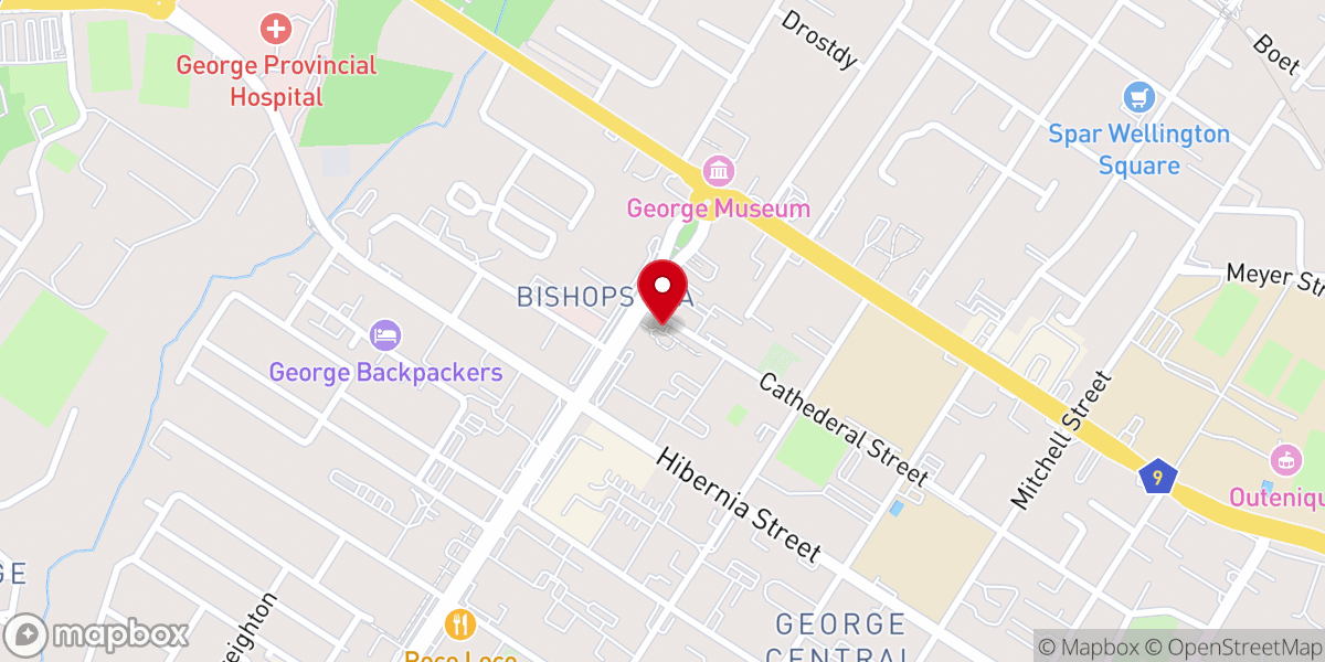 Map showing location of St Mark's Cathedral, George