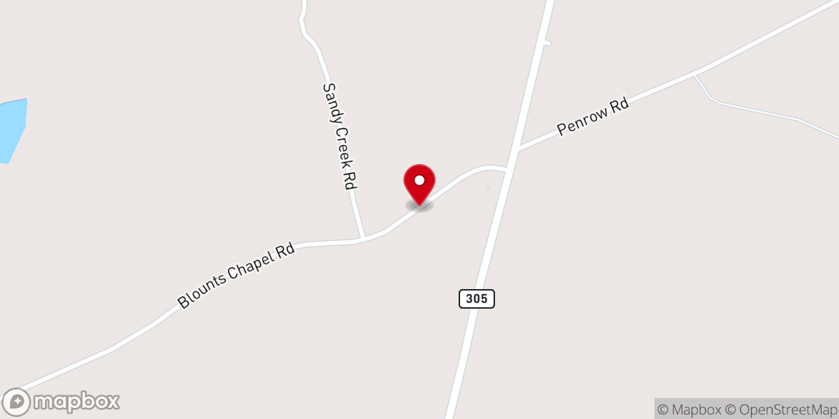 Map showing location of Blounts Chapel Baptist Church