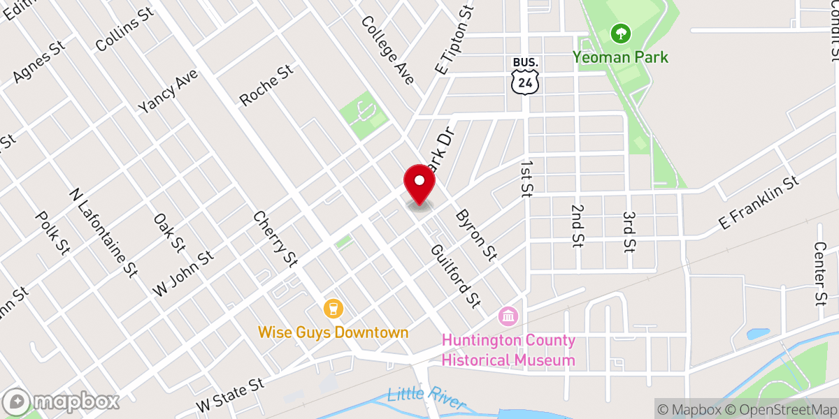 Map showing location of Huntington Church of the Brethren
