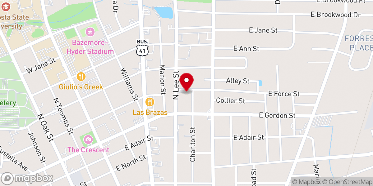 Map showing location of Mount Calvary Baptist Church