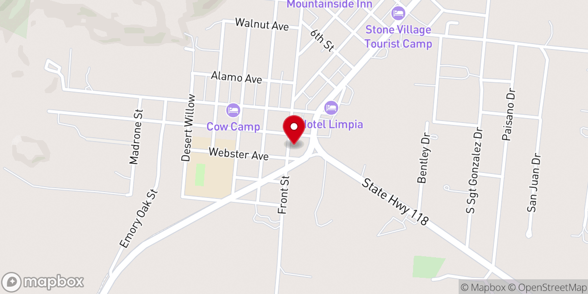 Map showing location of Fort Davis United Methodist Church