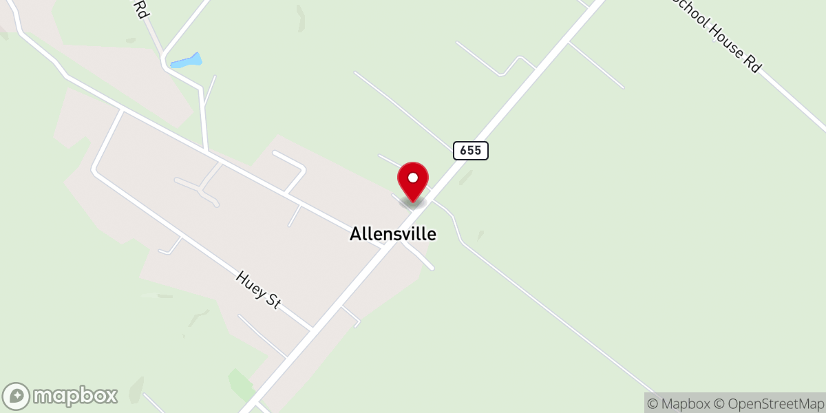 Map showing location of Allensville Community Church