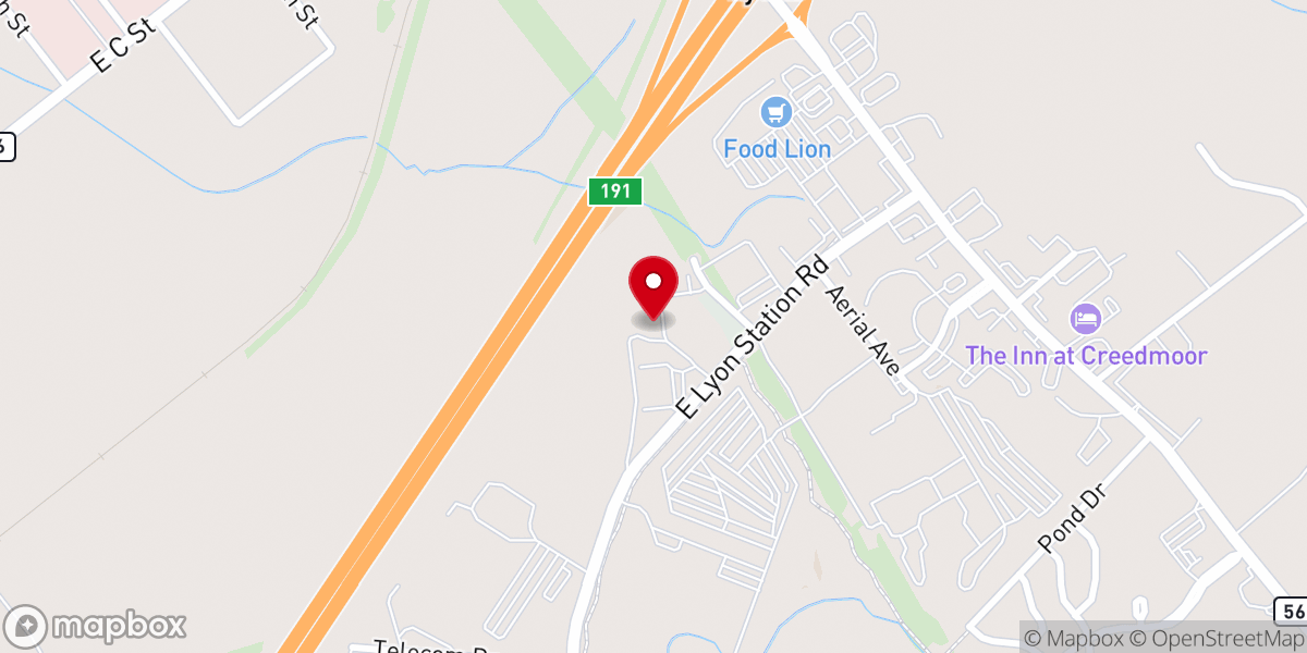 Map showing location of Concord Baptist Church