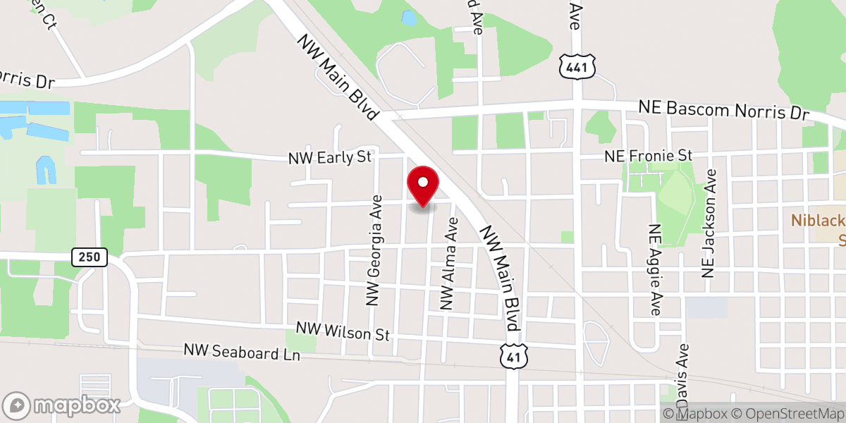 Map showing location of Northside Church of Christ